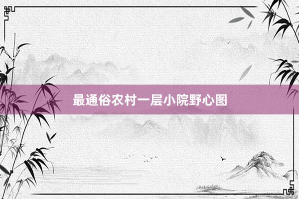 最通俗农村一层小院野心图